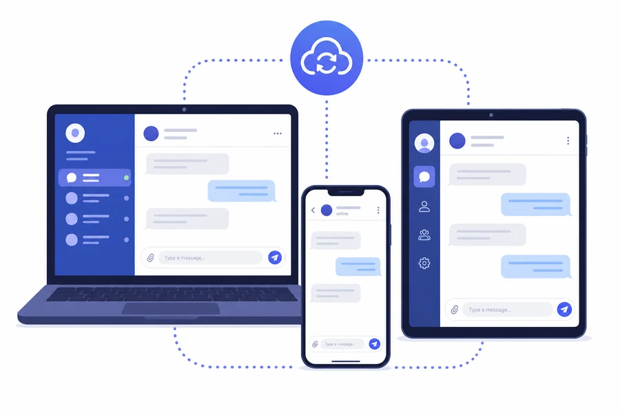 Sincronización de Telegram en escritorio, móvil y web